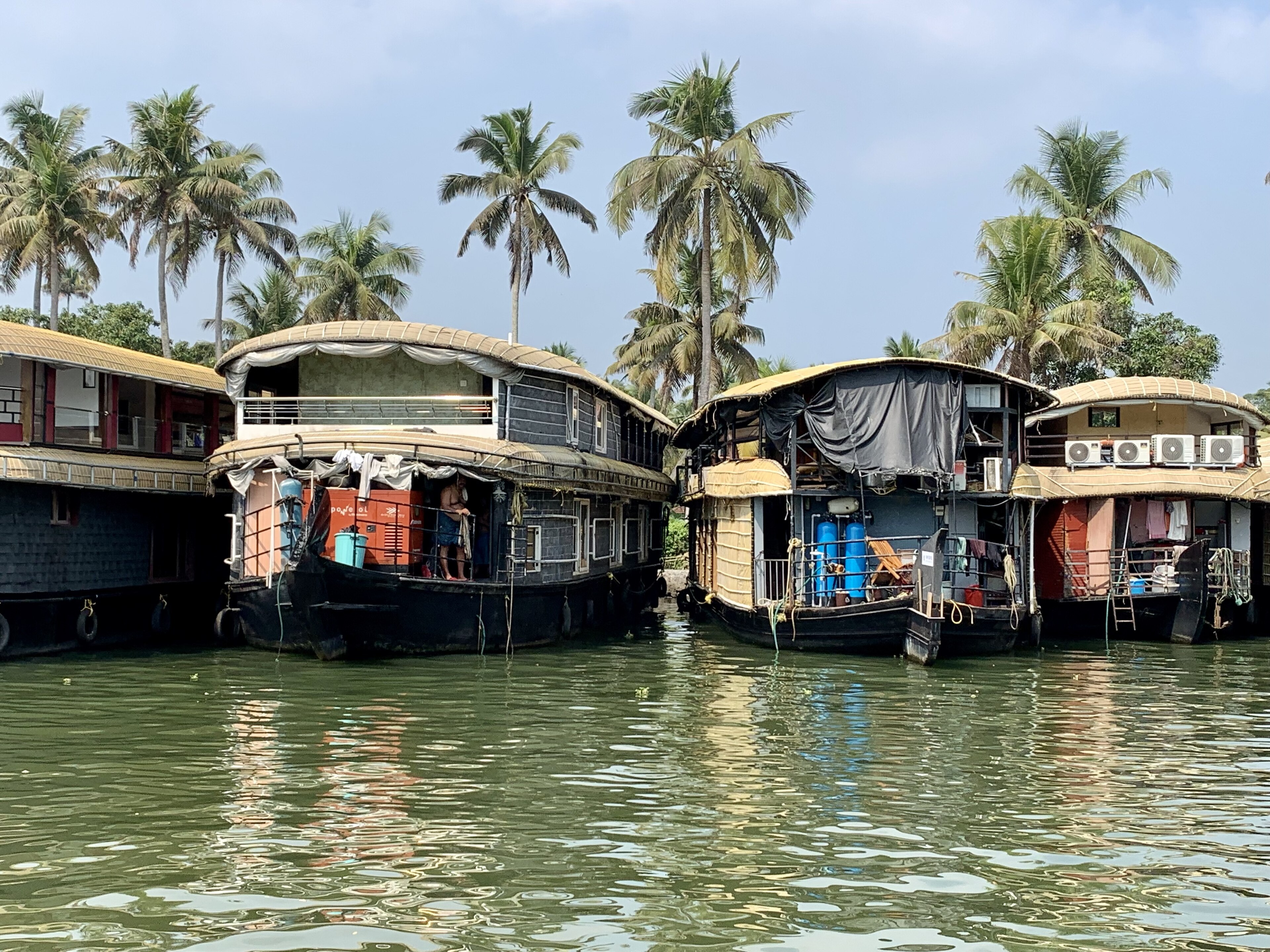 Traditional houseboat cruising Alleppey canals